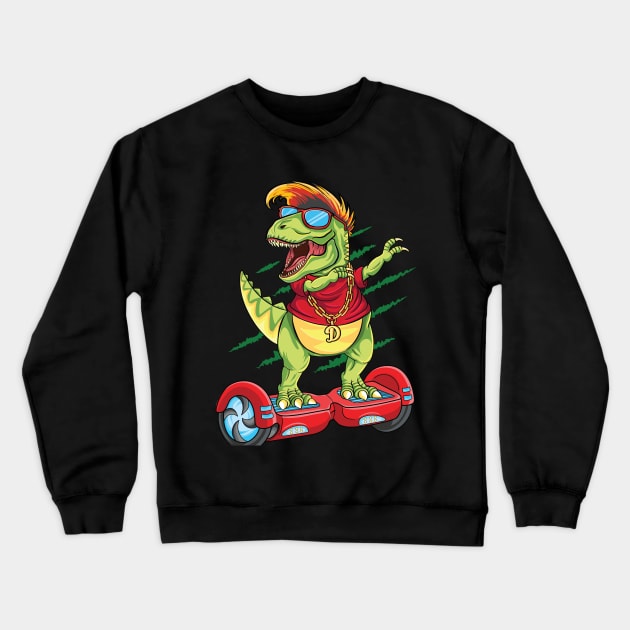 Dabbing Dinosaur Skater Electric Self Balancing Hoverboard Crewneck Sweatshirt by UNXart